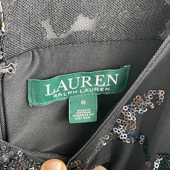 Ralph Lauren black sequin dress with bat wing sleeves - Picture 3 of 8